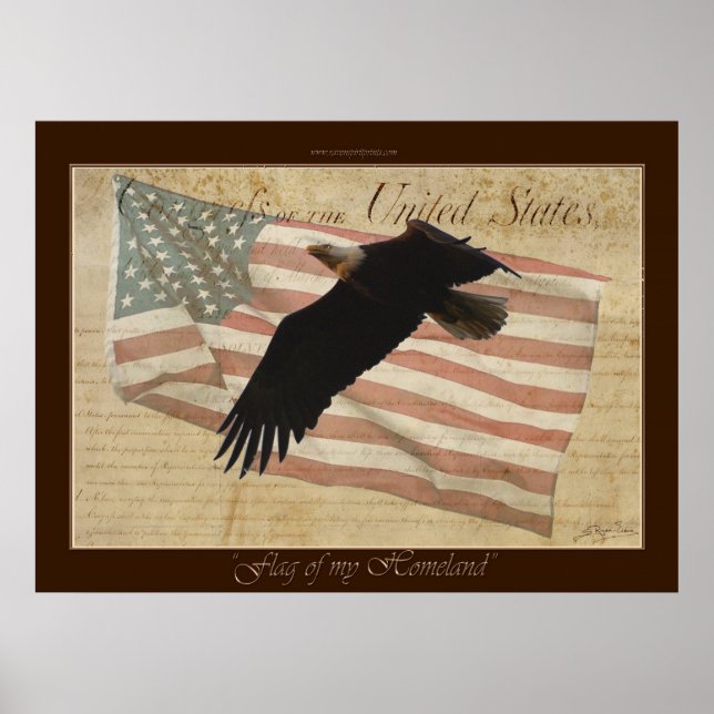 FLAG OF MY HOMELAND ~Bald Eagle US Flag Poster (Front)