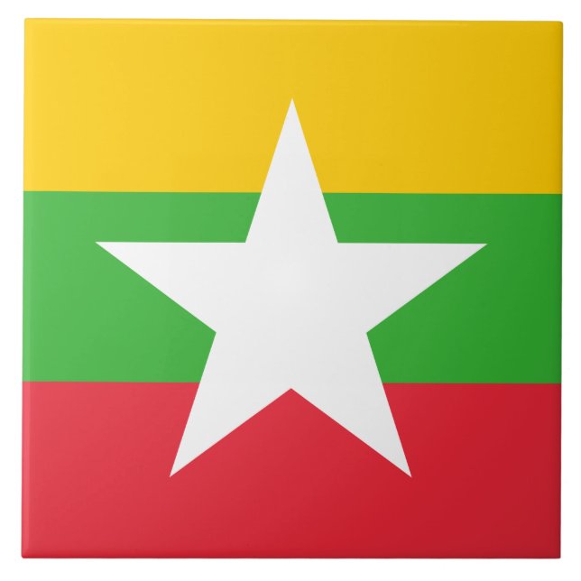 Flag of Myanmar (Burma) Ceramic Tile (Front)