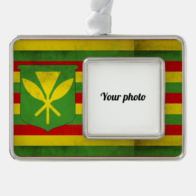 Flag of Native Hawaiians Silver Plated Framed Ornament (Front)