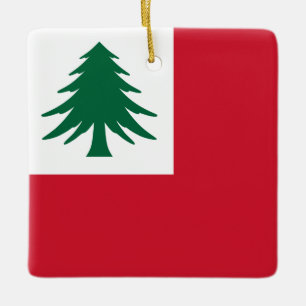 Flag of New England (pine only) Ceramic Ornament