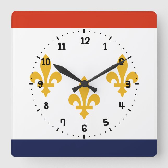 Flag of New Orleans, Louisiana Square Wall Clock (Front)