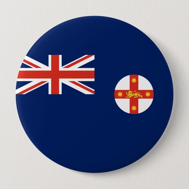 Flag of New South Wales (Australian State) 10 Cm Round Badge (Front)