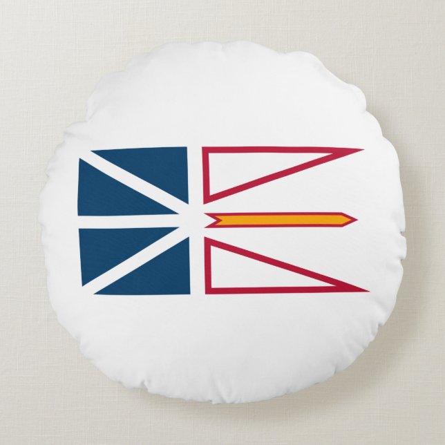Flag of Newfoundland and Labrador (Canada) Round Cushion (Front)