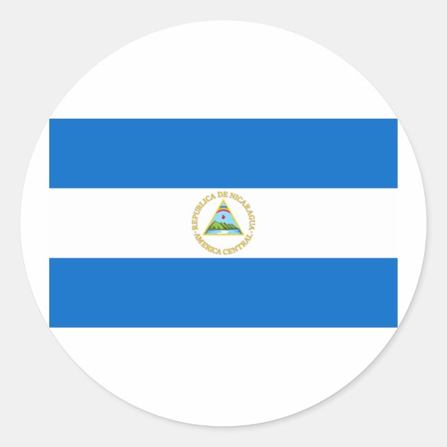 Flag of Nicaragua Classic Round Sticker (Front)