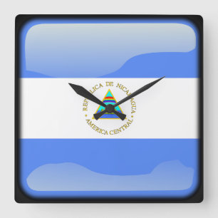 Flag of Nicaragua Square Wall Clock