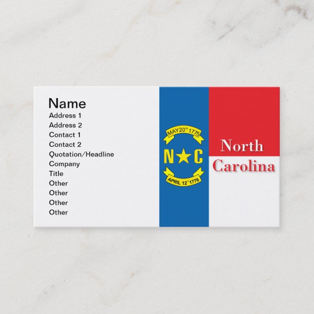 Flag of North Carolina Business Card (Front)