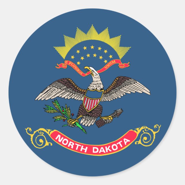 Flag of North Dakota Classic Round Sticker (Front)