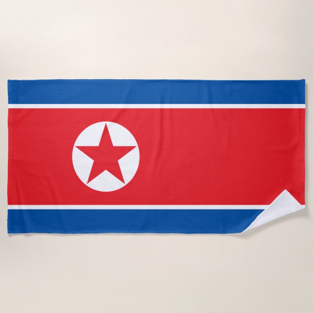 Flag of North Korea (DPRK) Beach Towel (Front)