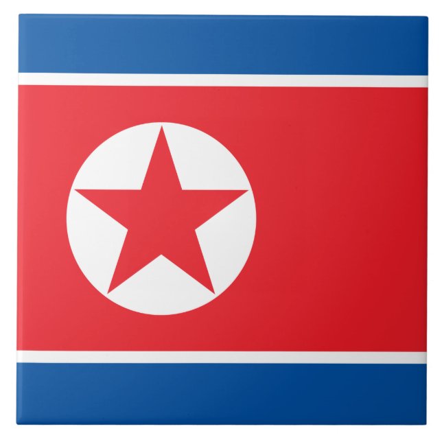 Flag of North Korea (DPRK) Ceramic Tile (Front)
