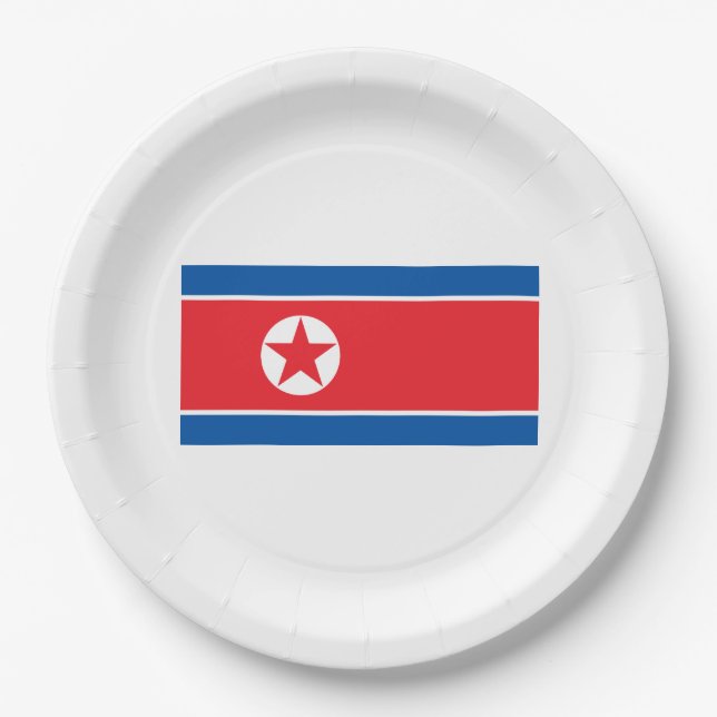 Flag of North Korea (DPRK) Paper Plate (Front)