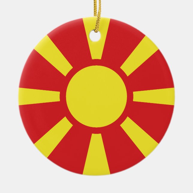 Flag of North Macedonia Ceramic Ornament (Front)
