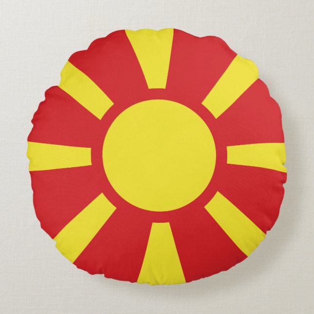 Flag of North Macedonia Round Cushion (Front)
