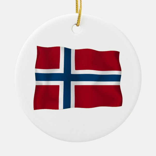 Flag of Norway Ceramic Tree Decoration (Front)