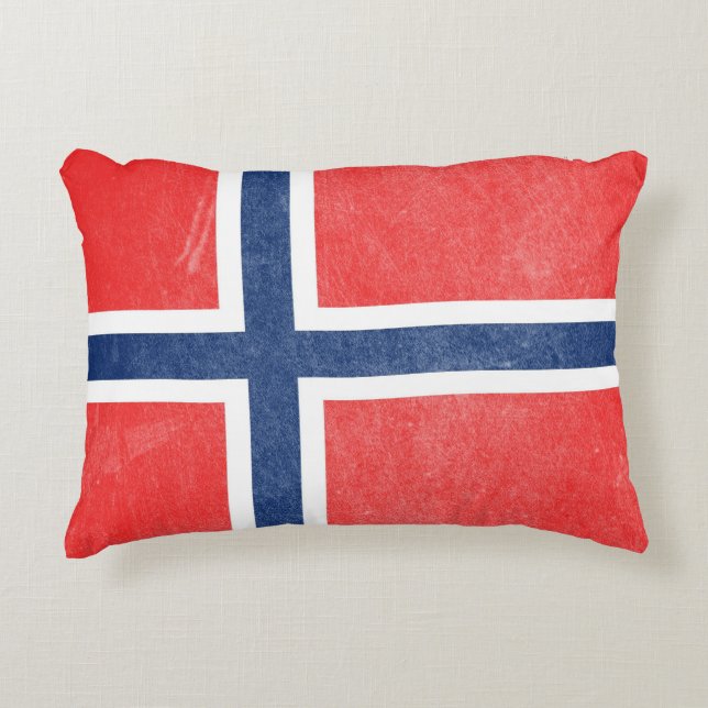 Flag of Norway Grunge Decorative Cushion (Front)