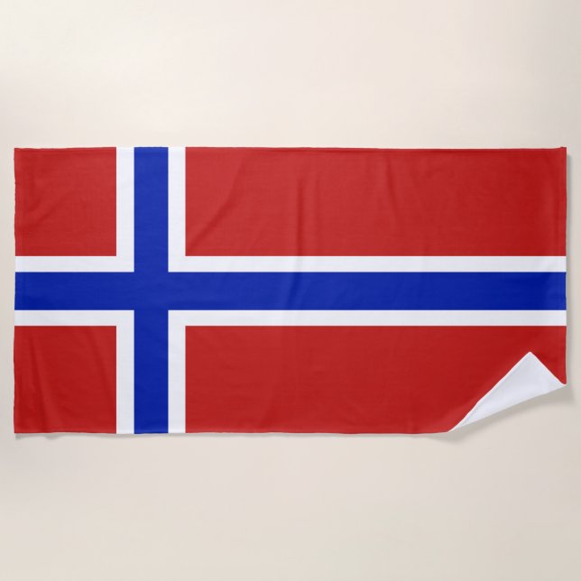 Flag of Norway Scandinavian Beach Towel (Front)