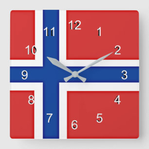 Flag of Norway Square Wall Clock
