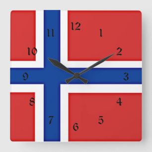 Flag of Norway Square Wall Clock