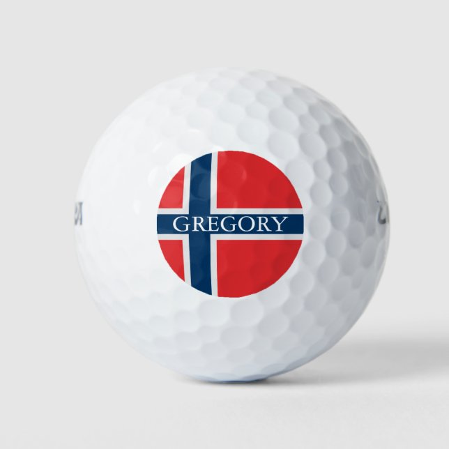 Flag of Norway With Custom Name Golf Balls (Front)