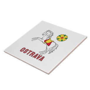 Flag of Ostrava, Czech Republic Ceramic Tile