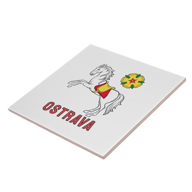 Flag of Ostrava, Czech Republic Ceramic Tile (Side)