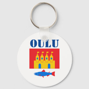 Flag of Oulu, Finland Key Ring