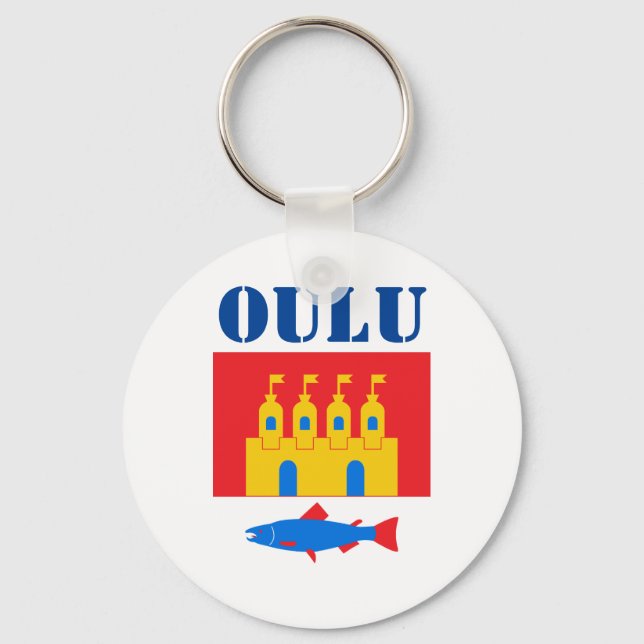 Flag of Oulu, Finland Key Ring (Front)