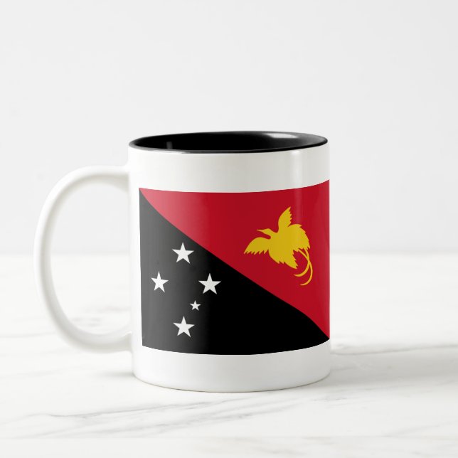 Flag of Papua New Guinea Two-Tone Coffee Mug (Left)
