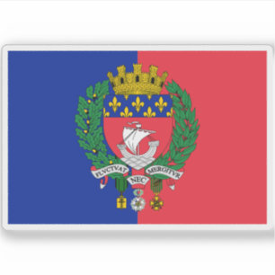 Flag of Paris (with coat of arms), France