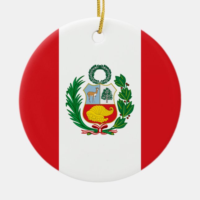 Flag of Peru Ceramic Tree Decoration (Front)