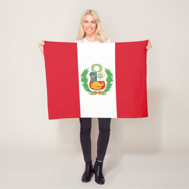 Flag of Peru emblem Pabellón Nacional small Fleece Blanket (In Situ)
