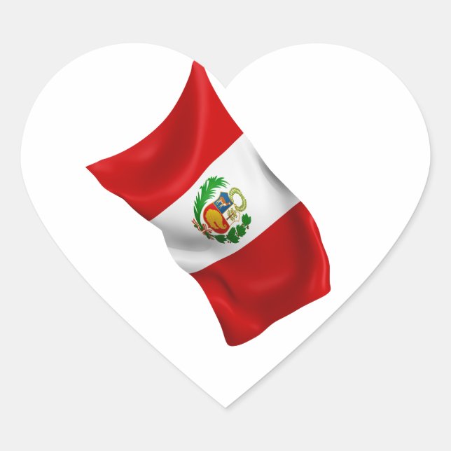 Flag of Peru Heart Sticker (Front)