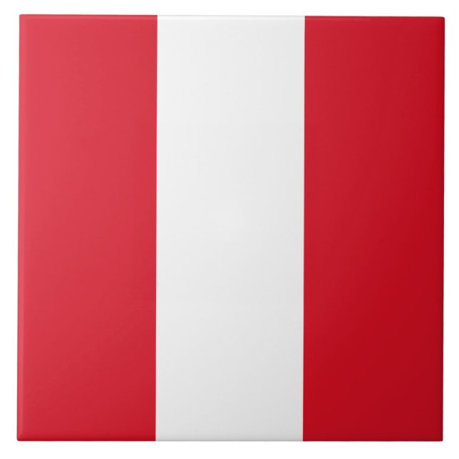 Flag of Peru (Peruvian Flag) Ceramic Tile (Front)