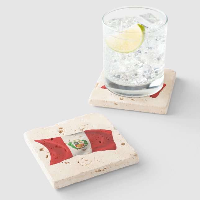 Flag of Peru Stone Coaster (Side)