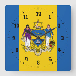 Flag of Philadelphia, Pennsylvania Square Wall Clo Clock
