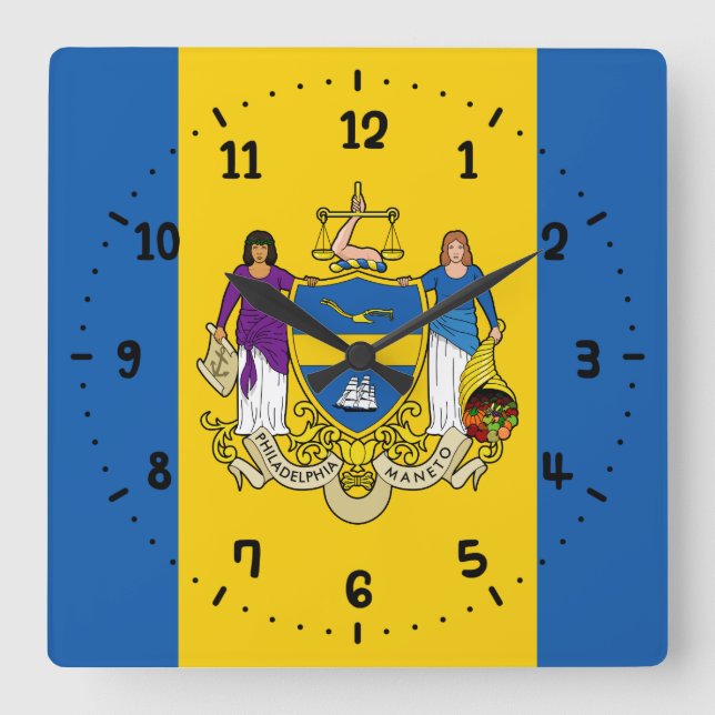 Flag of Philadelphia, Pennsylvania Square Wall Clo Clock (Front)