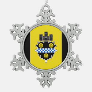 Flag of Pittsburgh, Pennsylvania Snowflake Pewter Snowflake Pewter Christmas Ornament