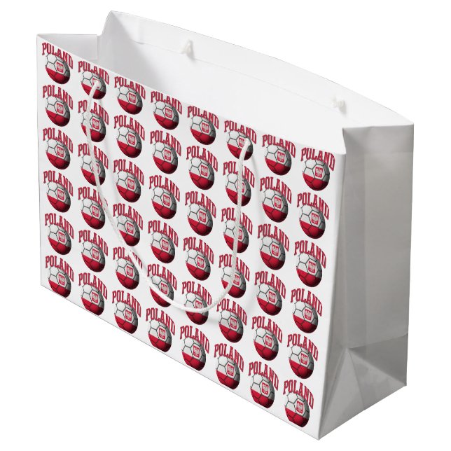 Flag of Poland Soccer Ball Large Gift Bag (Back Angled)