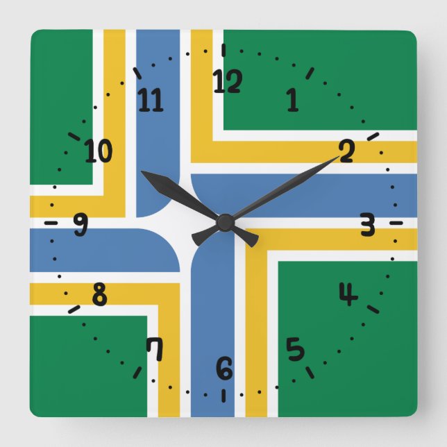 Flag of Portland, Oregon Square Wall Clock (Front)