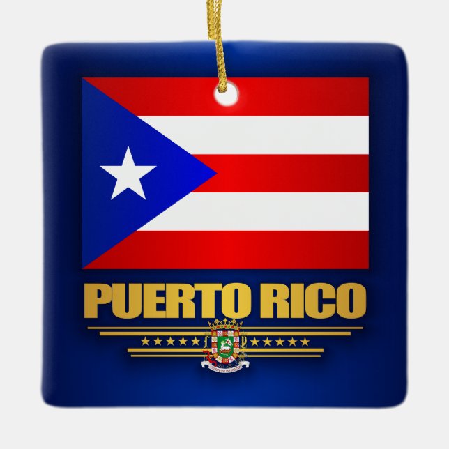 Flag of Puerto Rico Ceramic Ornament (Front)