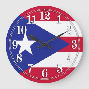 Flag of Puerto Rico Large Clock