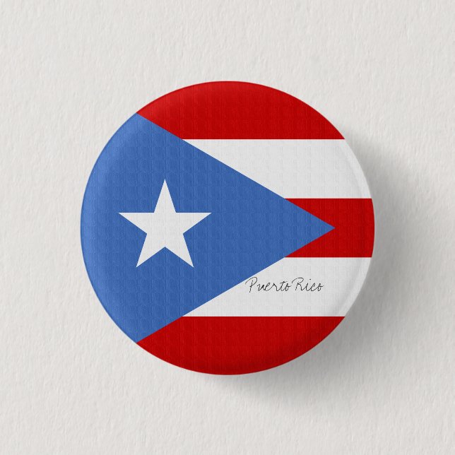 Flag of Puerto Rico Light Blue Red and White 3 Cm Round Badge (Front)