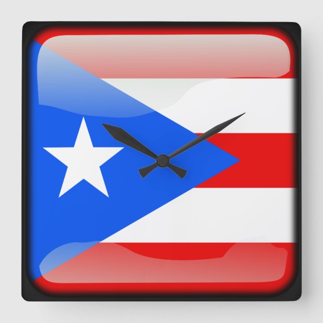 Flag of Puerto Rico Square Wall Clock (Front)
