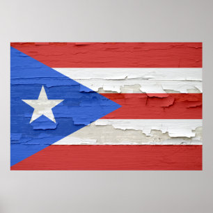 Flag of Puerto Rico Weathered Paint Poster