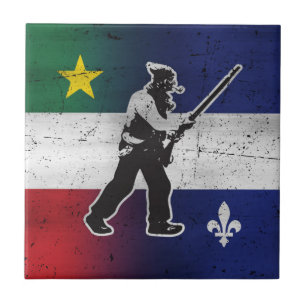Flag of Quebec and Patriote Henri Julien eroded Ceramic Tile