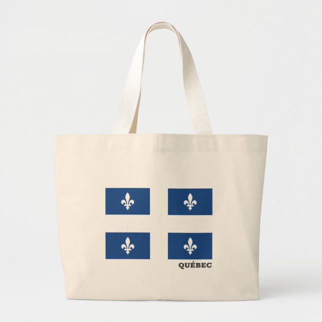 Flag of Québec, Canada Trucker Hat Large Tote Bag (Front)