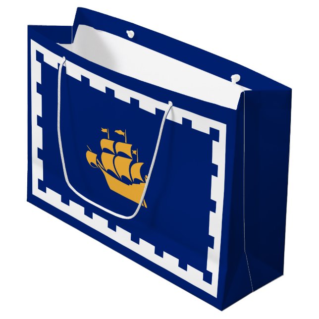 Flag of Quebec City Large Gift Bag (Front Angled)