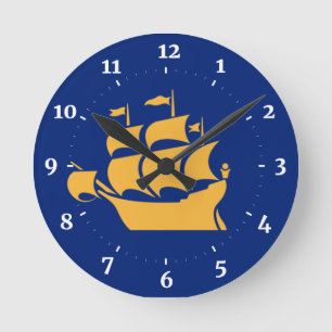Flag of Quebec City Round Clock