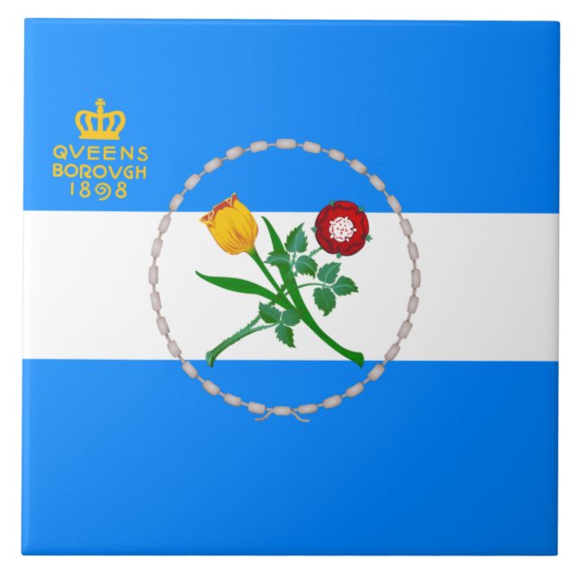 Flag of Queens (Borough of New York City) Ceramic Tile (Front)