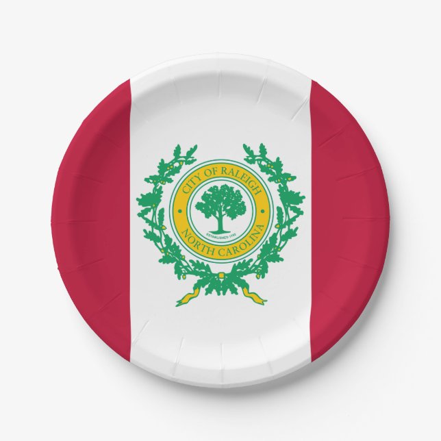 Flag of Raleigh, North Carolina Paper Plates (Front)