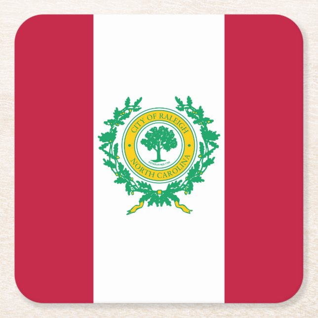 Flag of Raleigh, North Carolina Square Paper Coast Square Paper Coaster (Front)